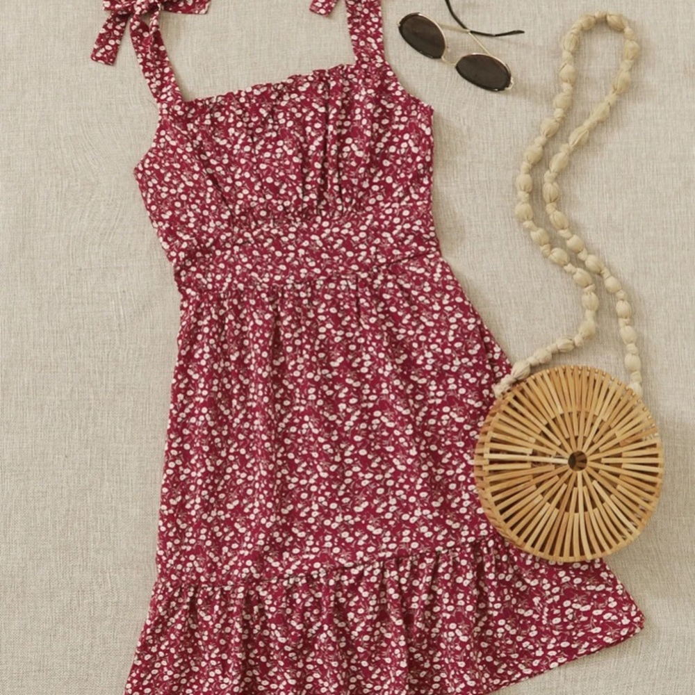 Red flowy dress